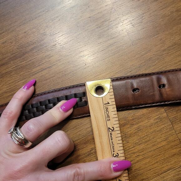 VTG 90s Brighton Two‑Tone Brown Leather Western Braided Belt Sz 38 – EUC - Picture 11 of 11